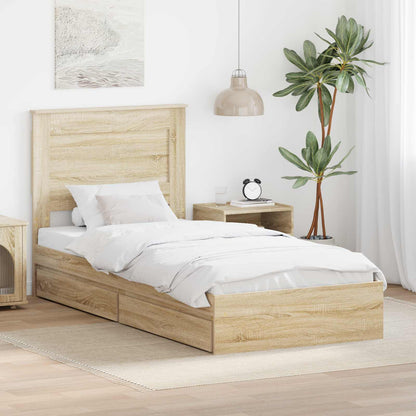 Letto con Contenitore con testiera Rovere Sonoma 90 x 190 cm