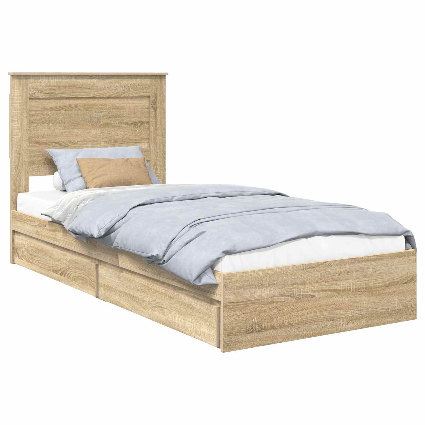 Letto con Contenitore con testiera Rovere Sonoma 90 x 190 cm