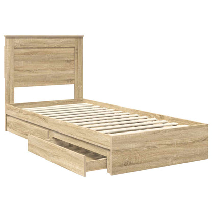 Letto con Contenitore con testiera Rovere Sonoma 90 x 190 cm