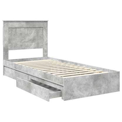 Letto con Contenitore con testiera Grigio cemento 90 x 190 cm