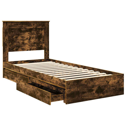 Letto con Contenitore Rovere fumÃ© 90 x 190 cm Legno multistrato