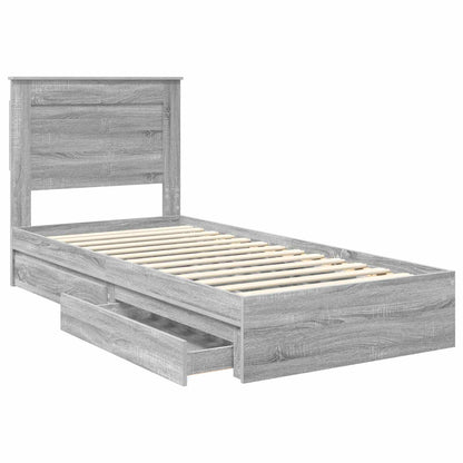 Letto con Contenitore con testiera Grigio Sonoma 90 x 190 cm