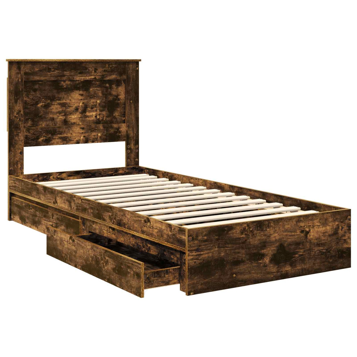Letto con Contenitore Rovere fumÃ© 90 x 200 cm Legno multistrato