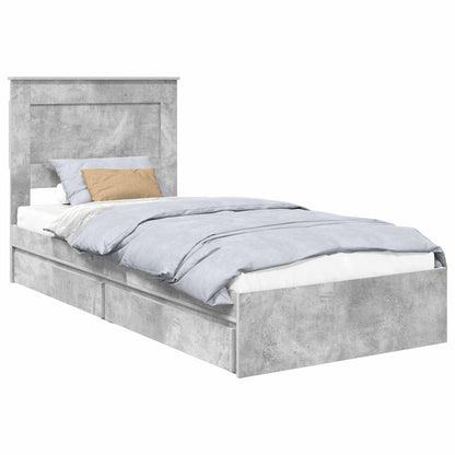 Letto con Contenitore con testiera Grigio cemento 75 x 190 cm