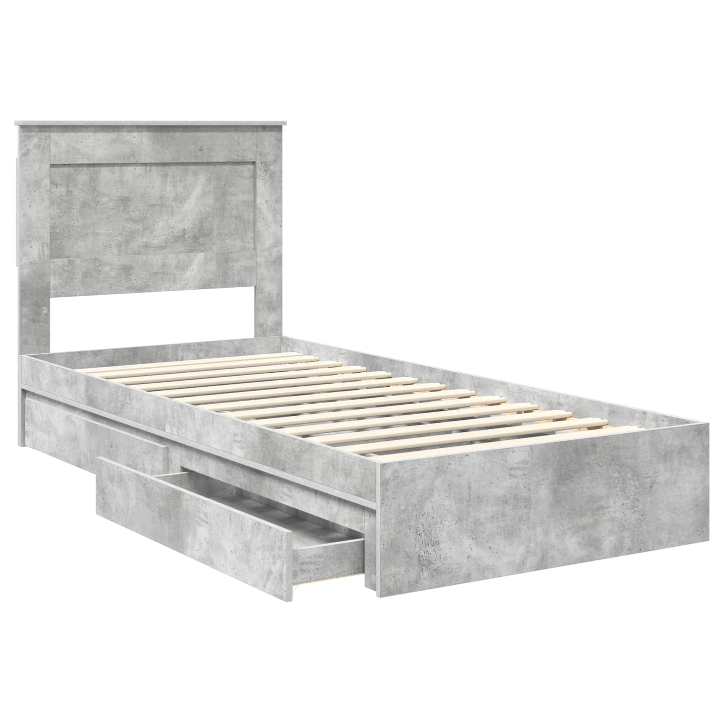 Letto con Contenitore con testiera Grigio cemento 75 x 190 cm