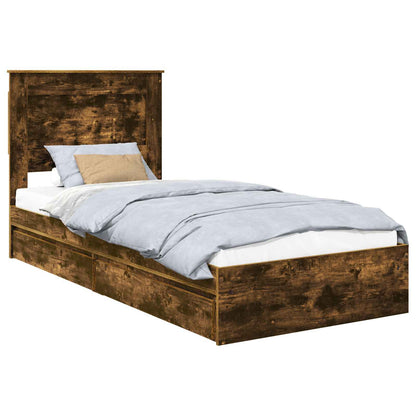 Letto con Contenitore Rovere fumÃƒÂ© 75 x 190 cm Legno multistrato