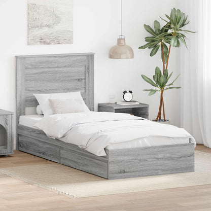 Letto con Contenitore con testiera Grigio Sonoma 75 x 190 cm