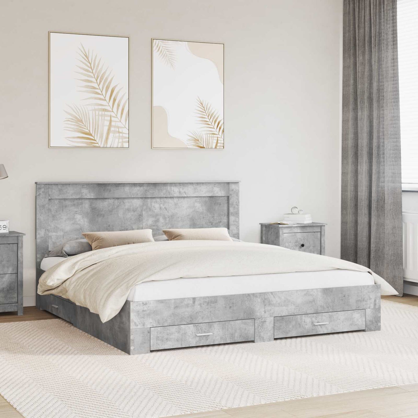 Struttura del letto con testiera Grigio cemento 180 x 200 cm