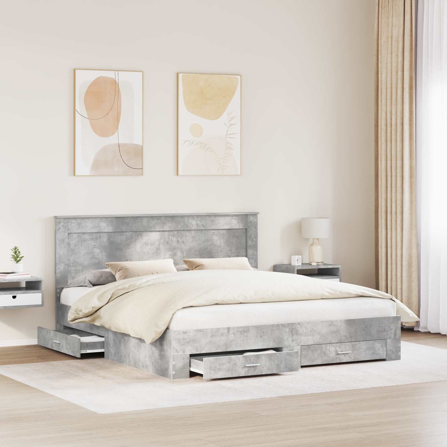 Struttura del letto con testiera Grigio cemento 180 x 200 cm