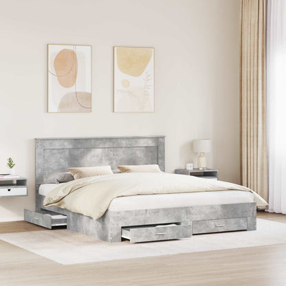 Struttura del letto con testiera Grigio cemento 180 x 200 cm
