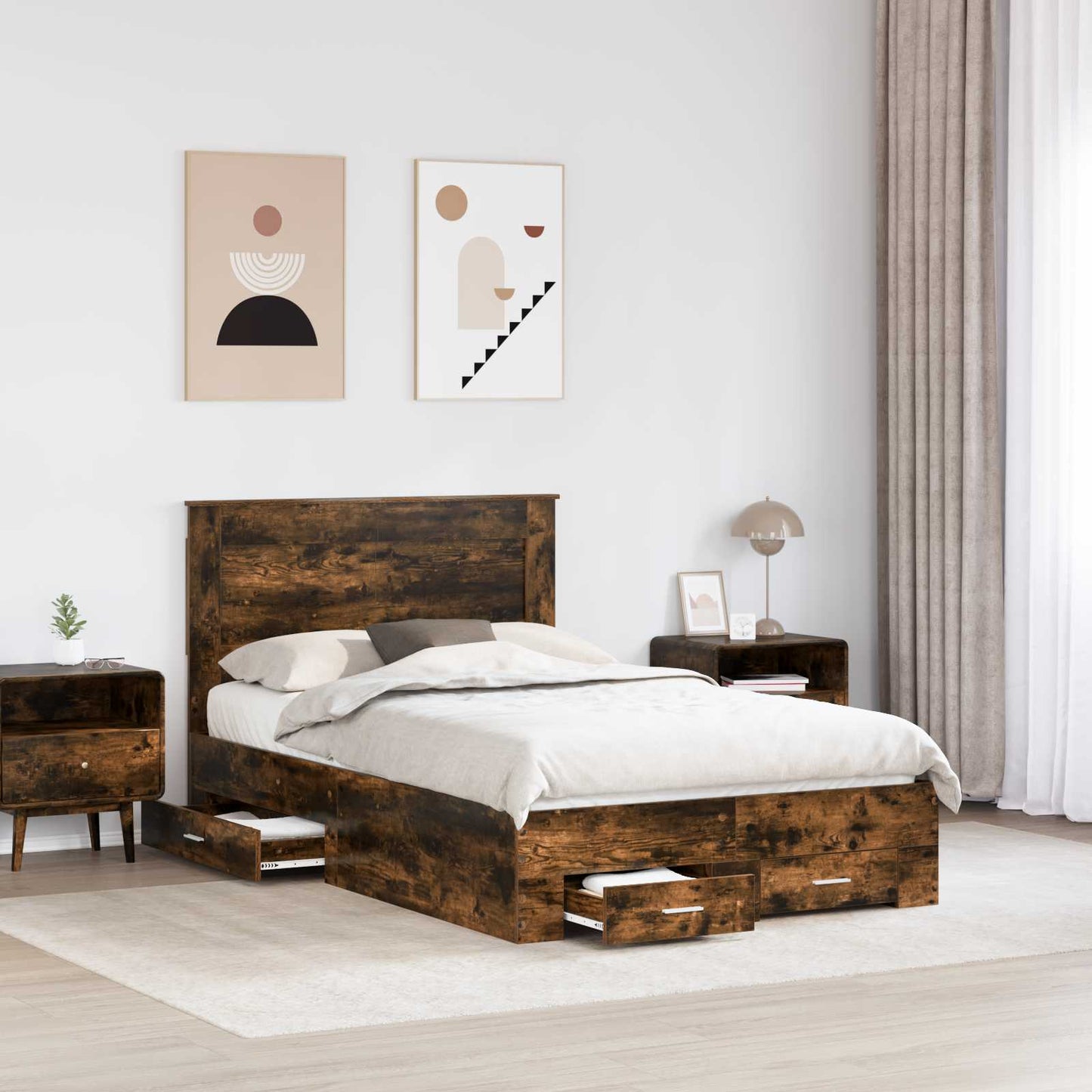 Struttura del letto Rovere fumÃ© 135 x 190 cm Legno multistrato