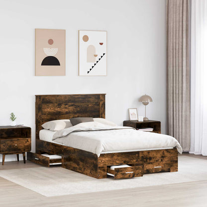 Struttura del letto Rovere fumÃ© 135 x 190 cm Legno multistrato