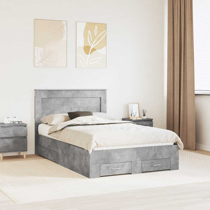 Struttura del letto con testiera Grigio cemento 120 x 200 cm