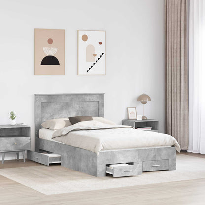 Struttura del letto con testiera Grigio cemento 120 x 200 cm