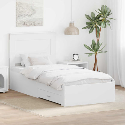 Struttura del letto con cassetto Bianco e Argento 75 x 190 cm