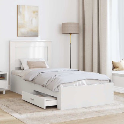 Struttura del letto con cassetto Bianco e Argento 75 x 190 cm