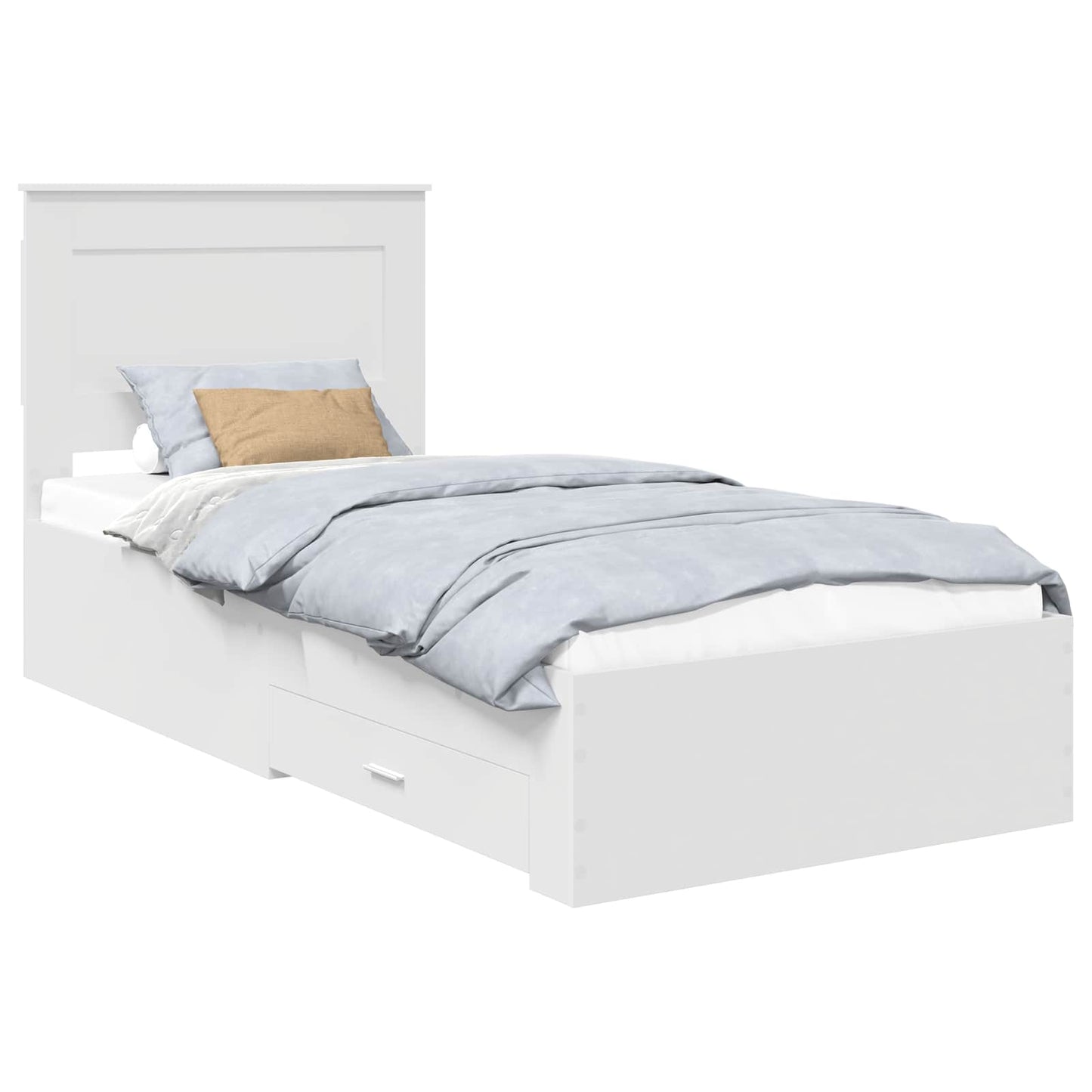 Struttura del letto con cassetto Bianco e Argento 75 x 190 cm