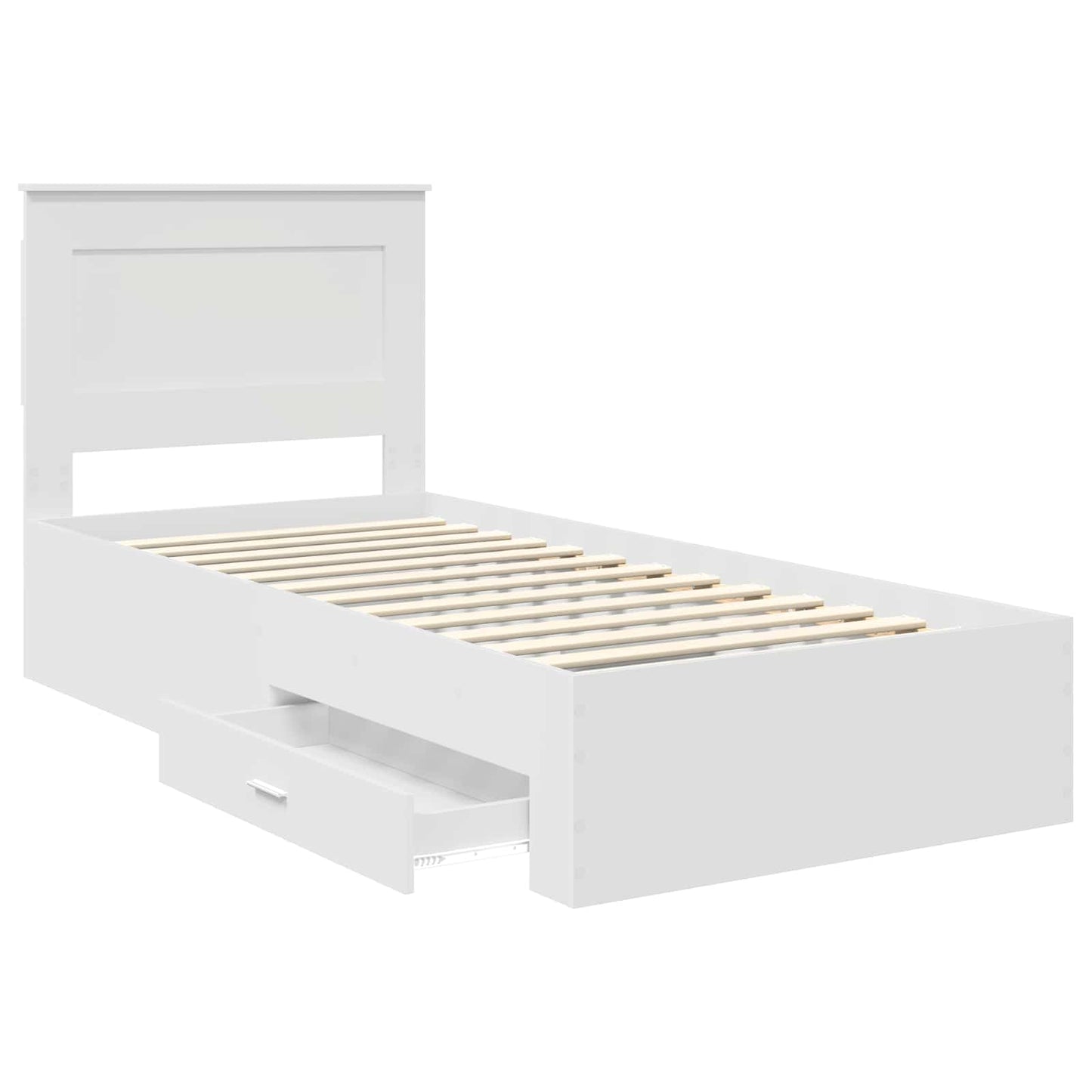 Struttura del letto con cassetto Bianco e Argento 75 x 190 cm