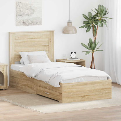 Struttura del letto Rovere Sonoma e Argento 75 x 190 cm