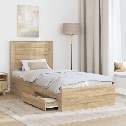 Struttura del letto Rovere Sonoma e Argento 75 x 190 cm