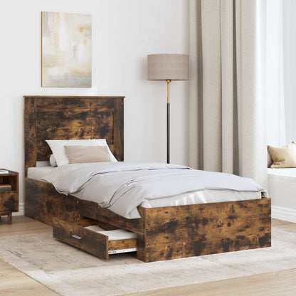Struttura del letto Rovere Affumicato e Argento 75 x 190 cm