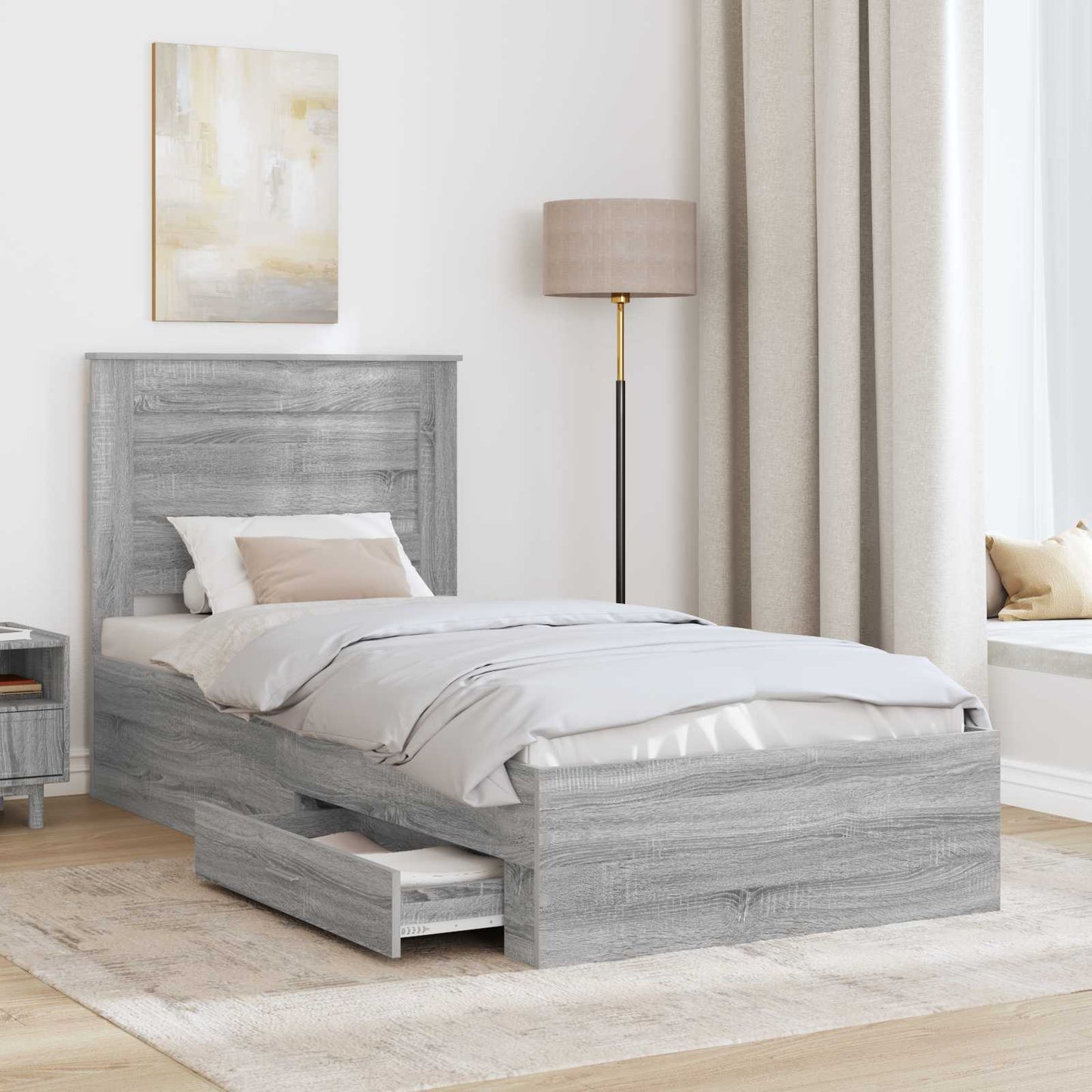 Struttura del letto Grigio Sonoma e Argento 75 x 190 cm