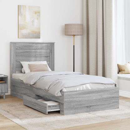 Struttura del letto Grigio Sonoma e Argento 75 x 190 cm