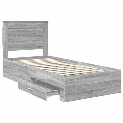 Struttura del letto Grigio Sonoma e Argento 75 x 190 cm