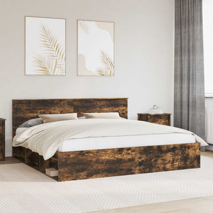 Struttura del letto Rovere fumÃ© 200 x 200 cm Pino massello