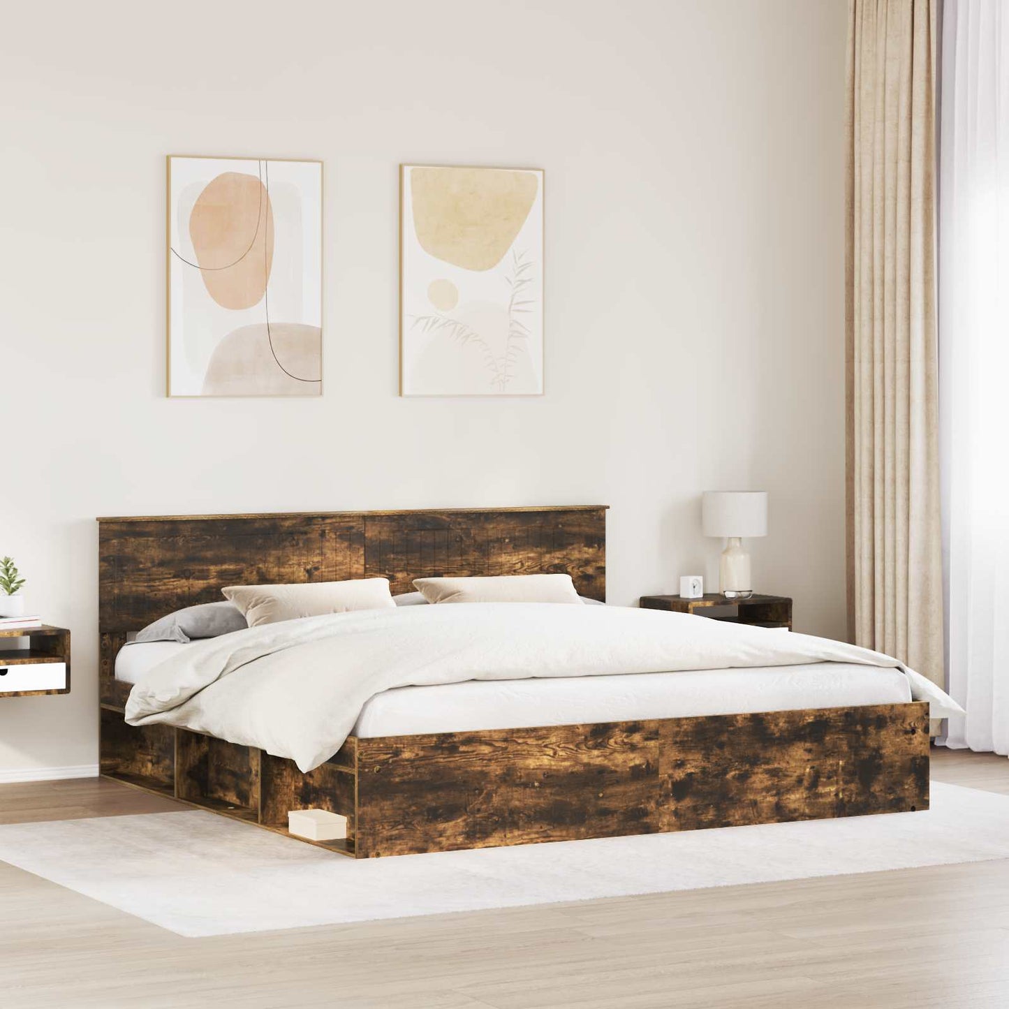 Struttura del letto Rovere fumÃ© 200 x 200 cm Pino massello