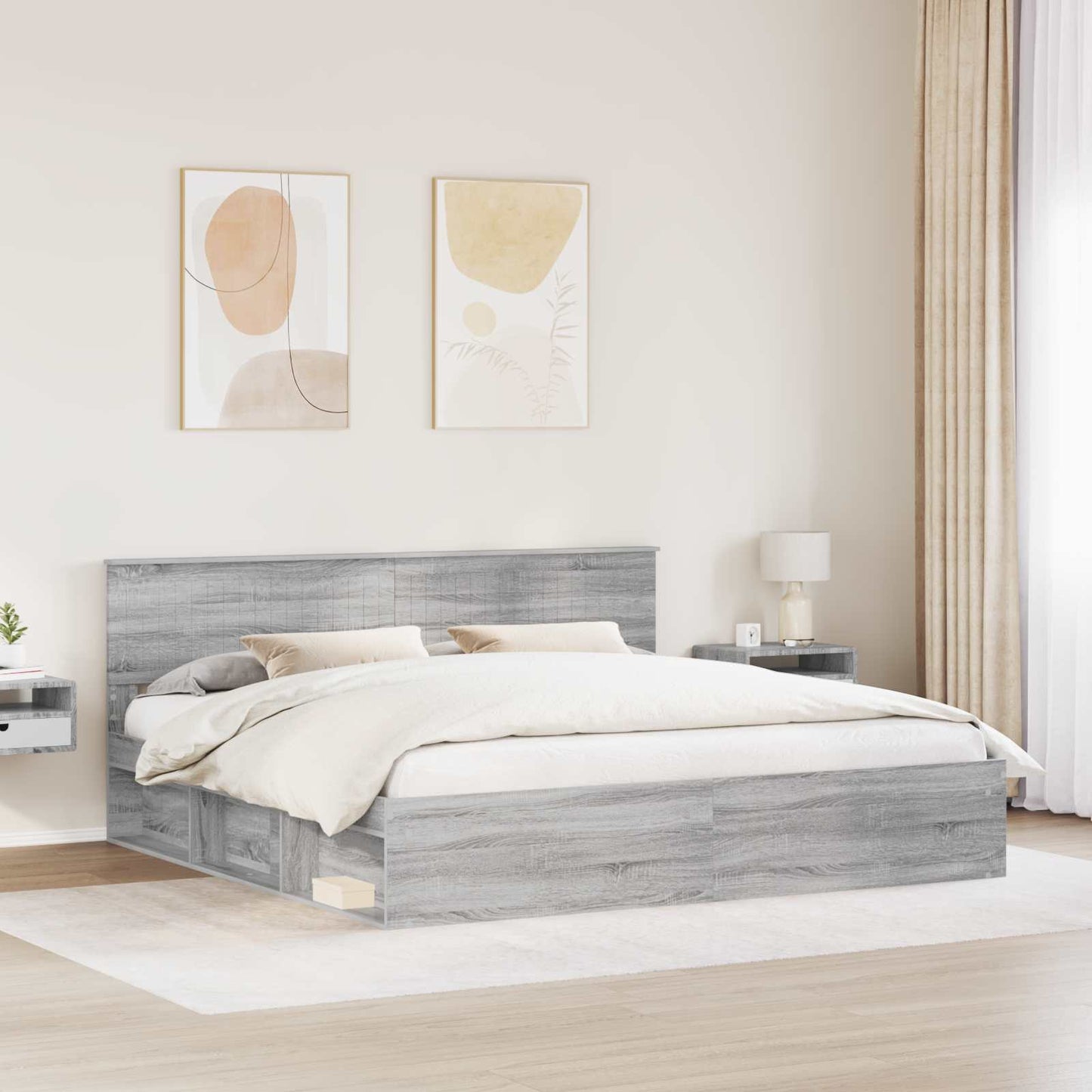Struttura del letto Grigio Sonoma 200 x 200 cm Pino massello