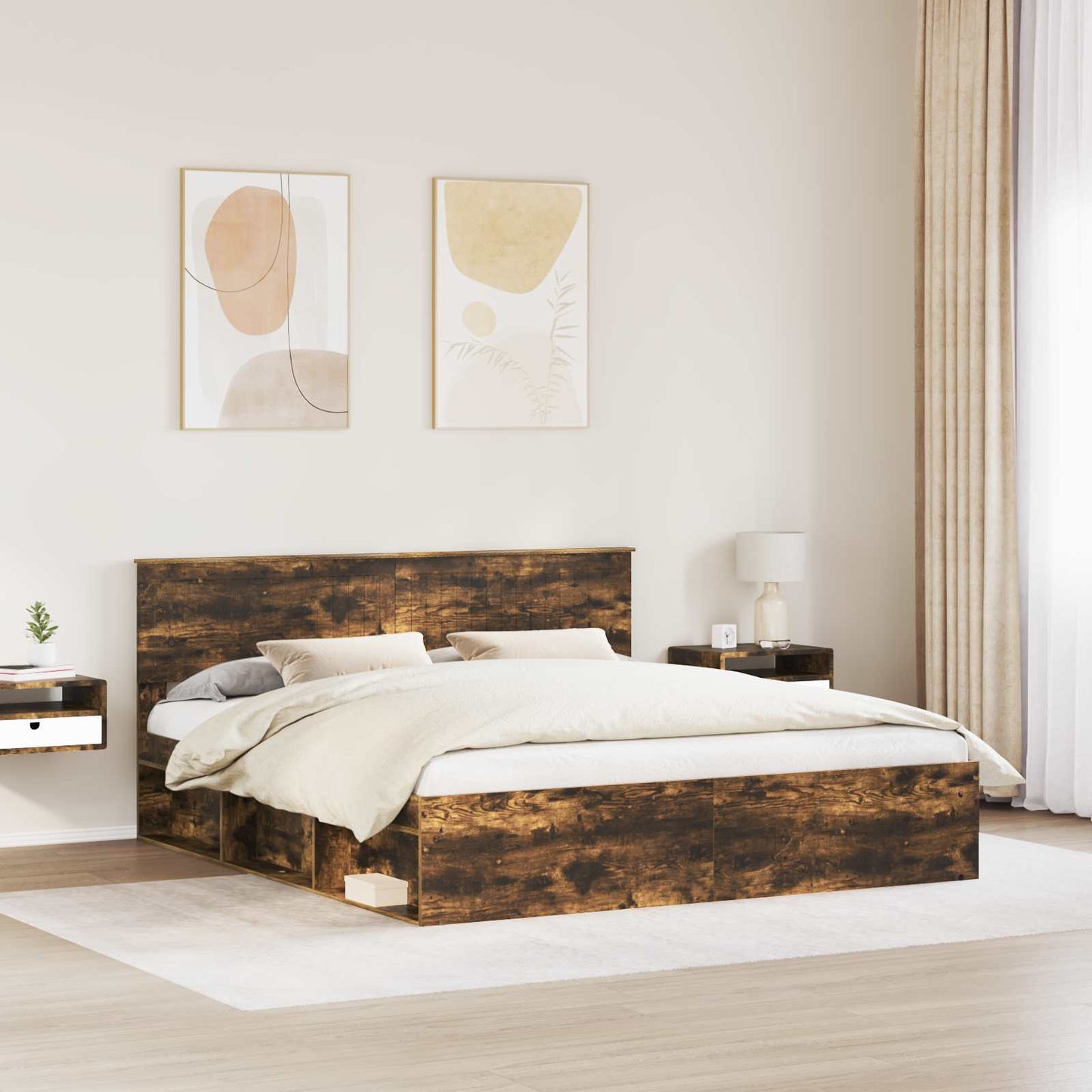 Struttura del letto Rovere fumÃ© 180 x 200 cm Pino massello