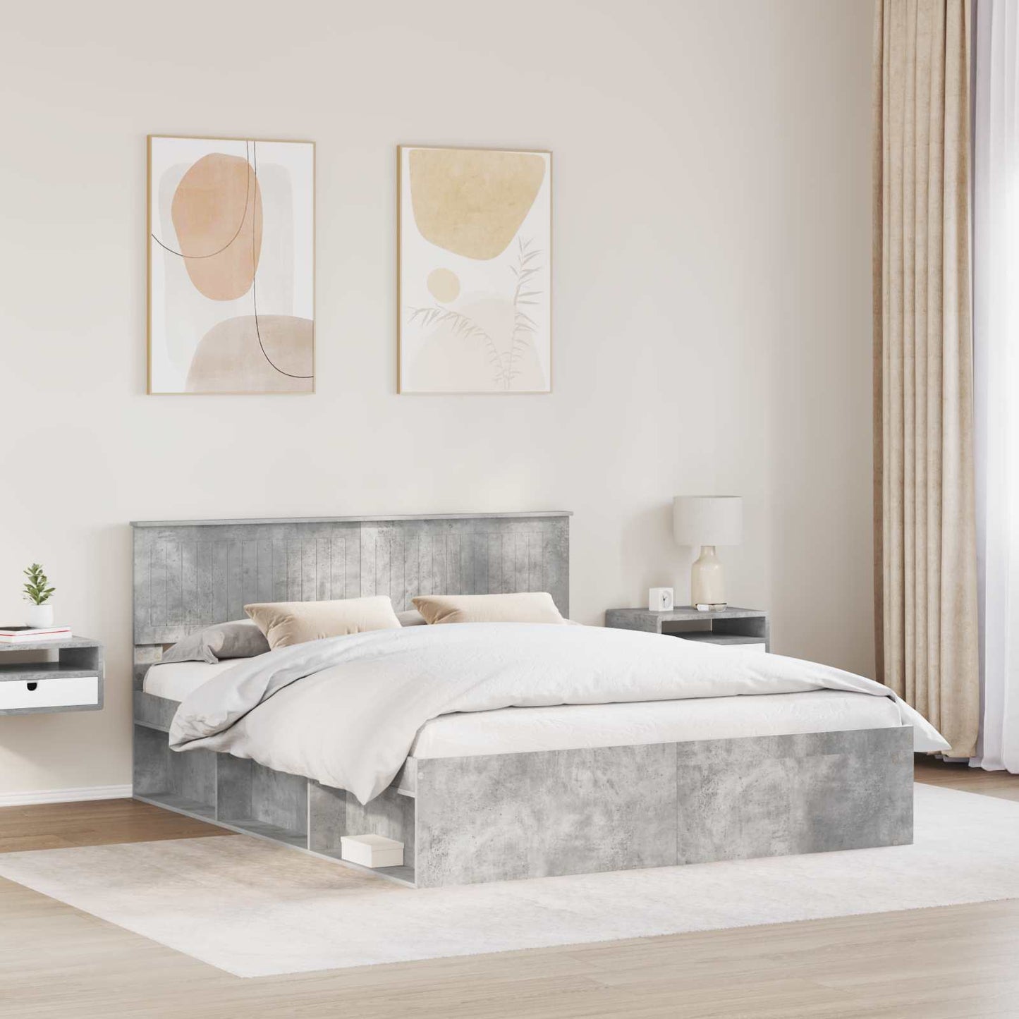 Struttura del letto Calcestruzzo 160 x 200 cm Pino massello