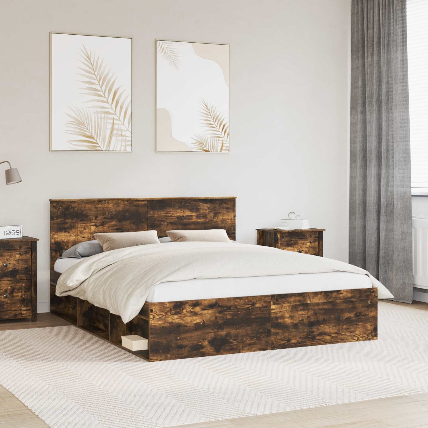 Struttura del letto Rovere fumÃ© 160 x 200 cm Pino massello