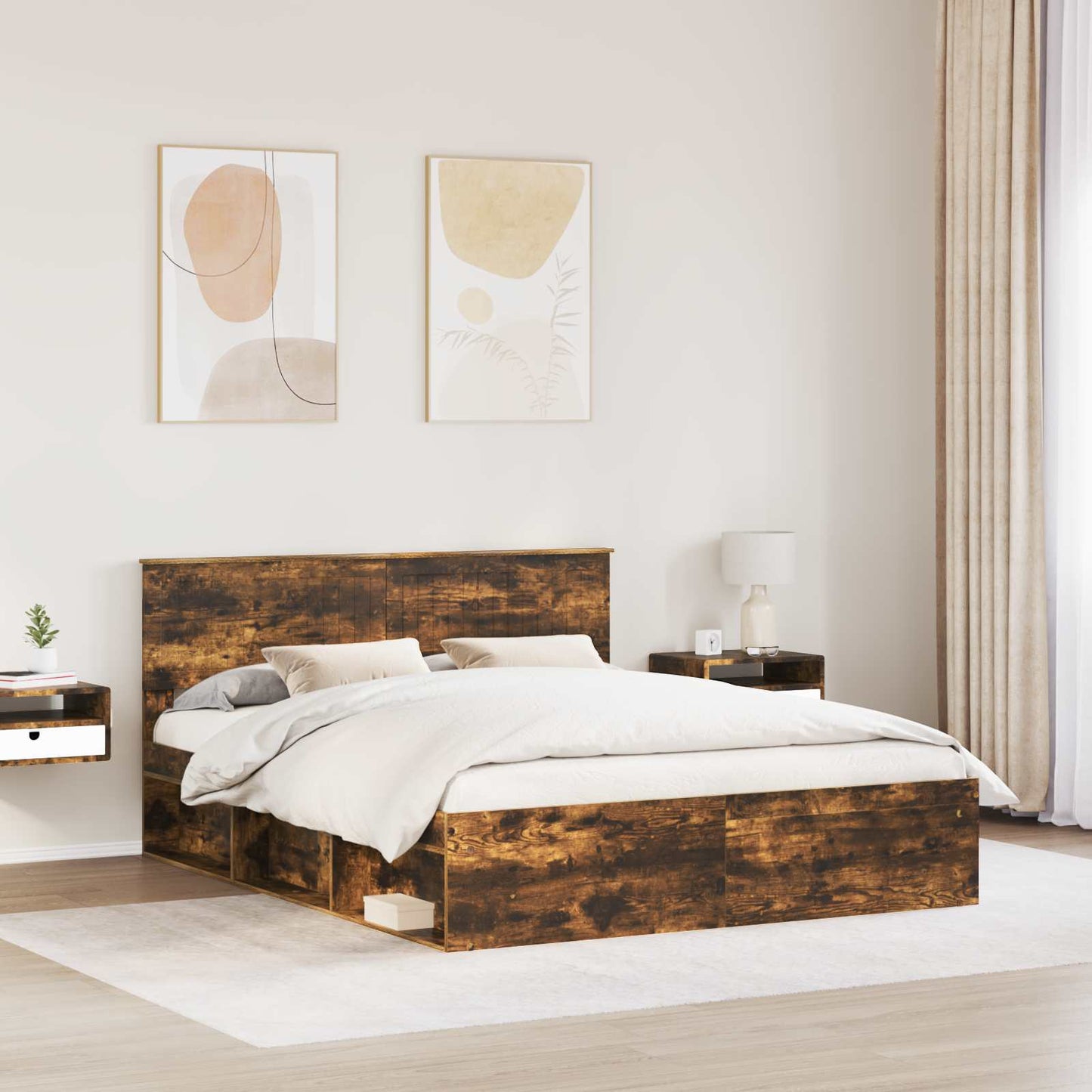 Struttura del letto Rovere fumÃ© 160 x 200 cm Pino massello