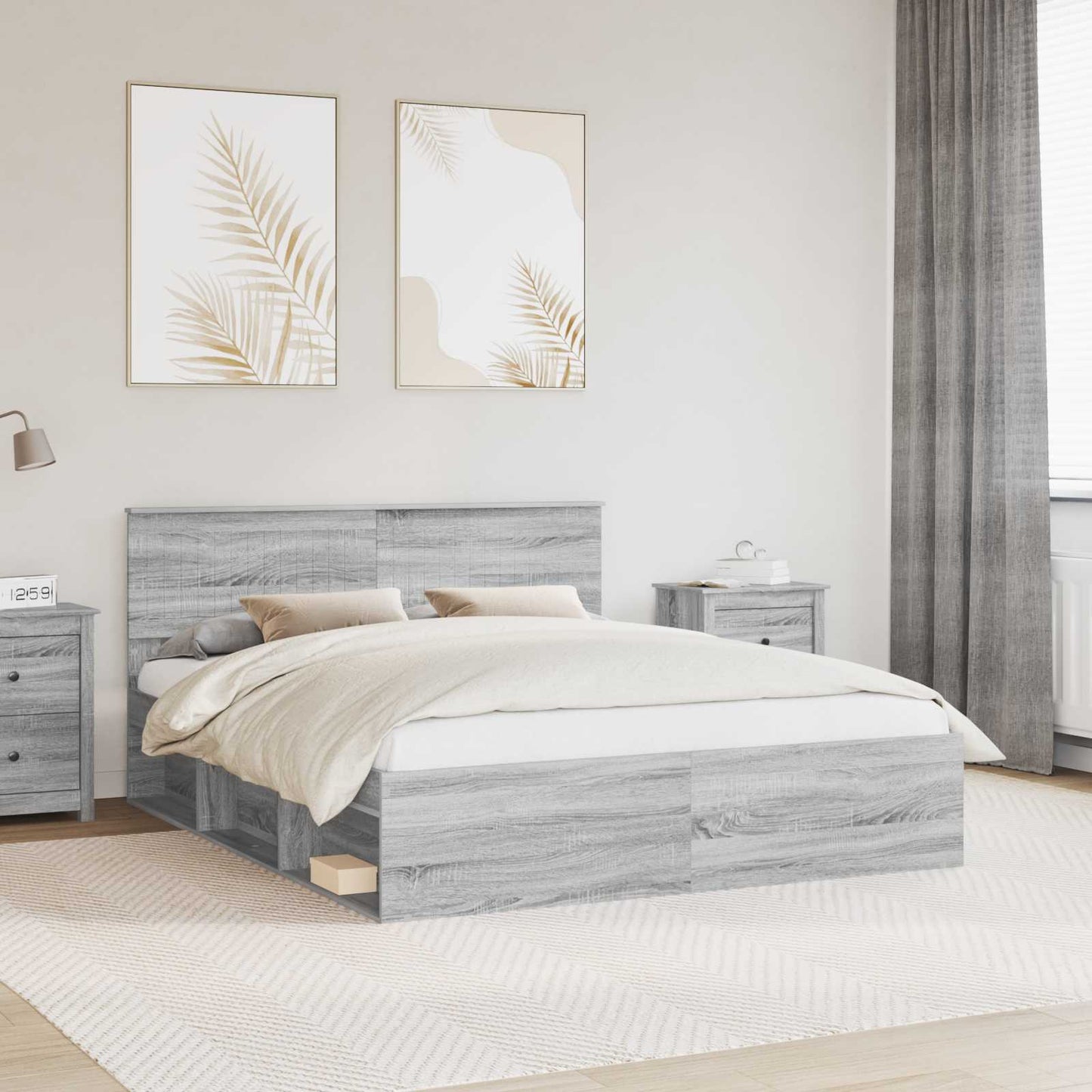 Struttura del letto Grigio Sonoma 160 x 200 cm Pino massello