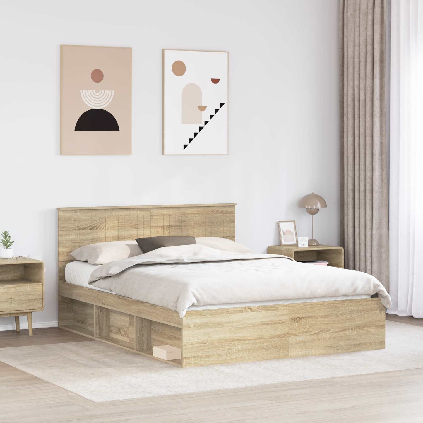 Struttura del letto Rovere Sonoma 150 x 200 cm Pino massello