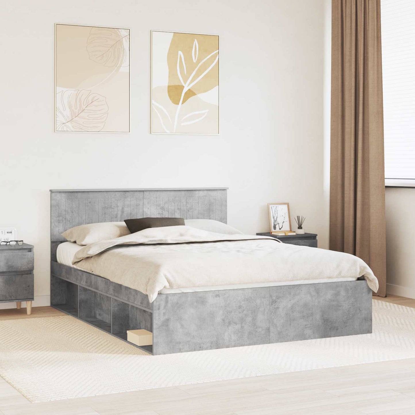 Struttura del letto Grigio ConcretÃ¨ 150 x 200 cm Pino massello