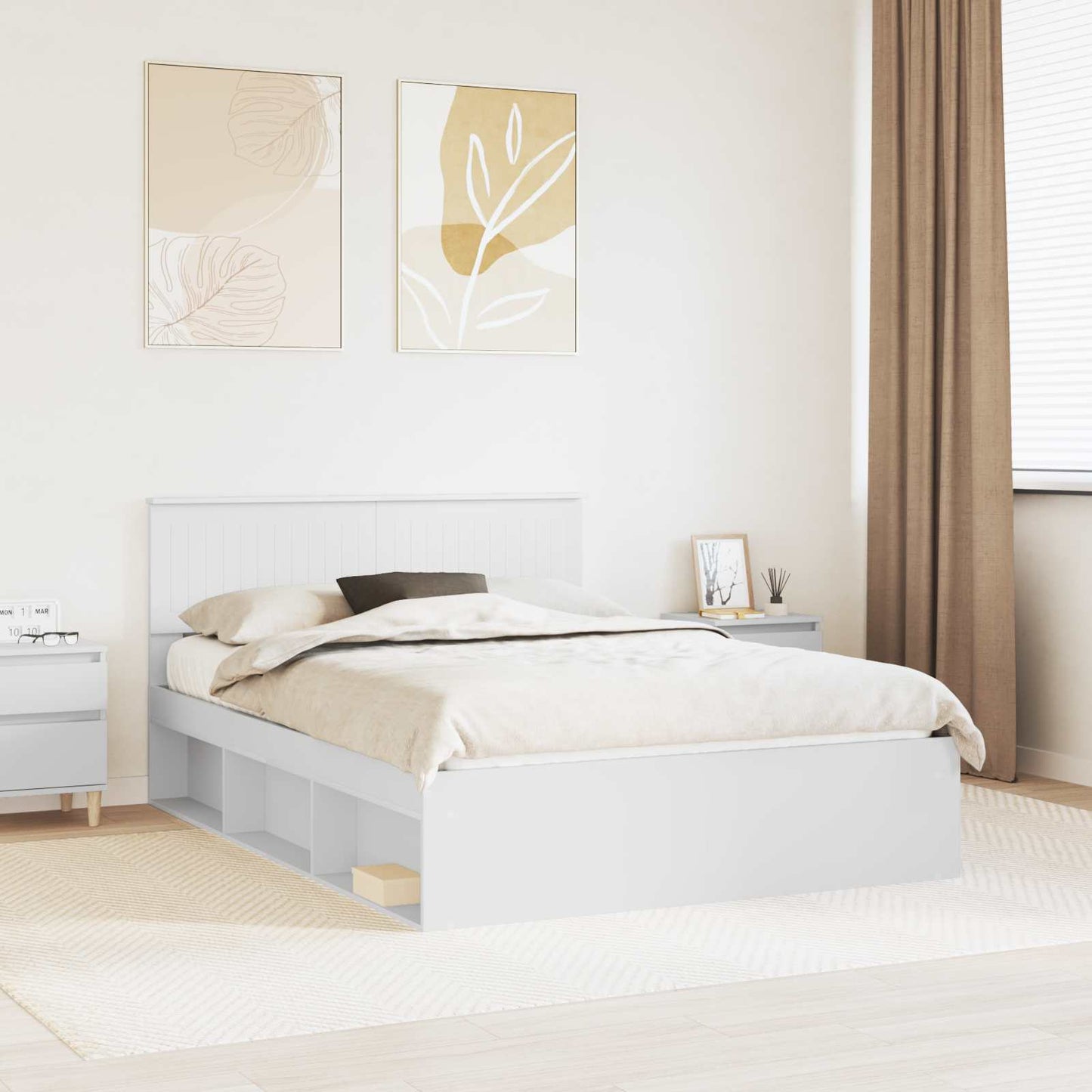 Struttura del letto Bianco 135 x 190 cm Pino massello