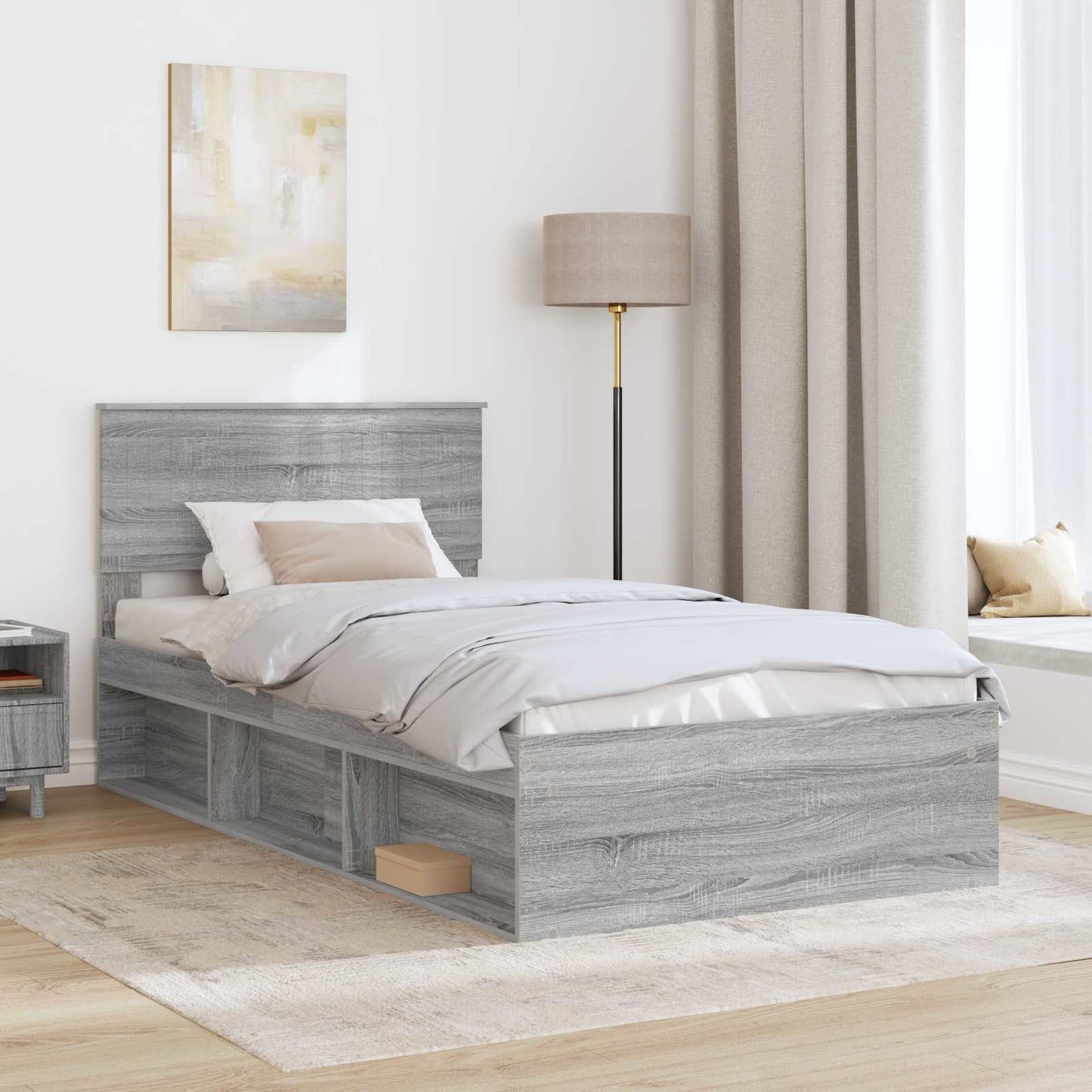 Struttura del letto Grigio Sonoma 100 x 200 cm Pino massello