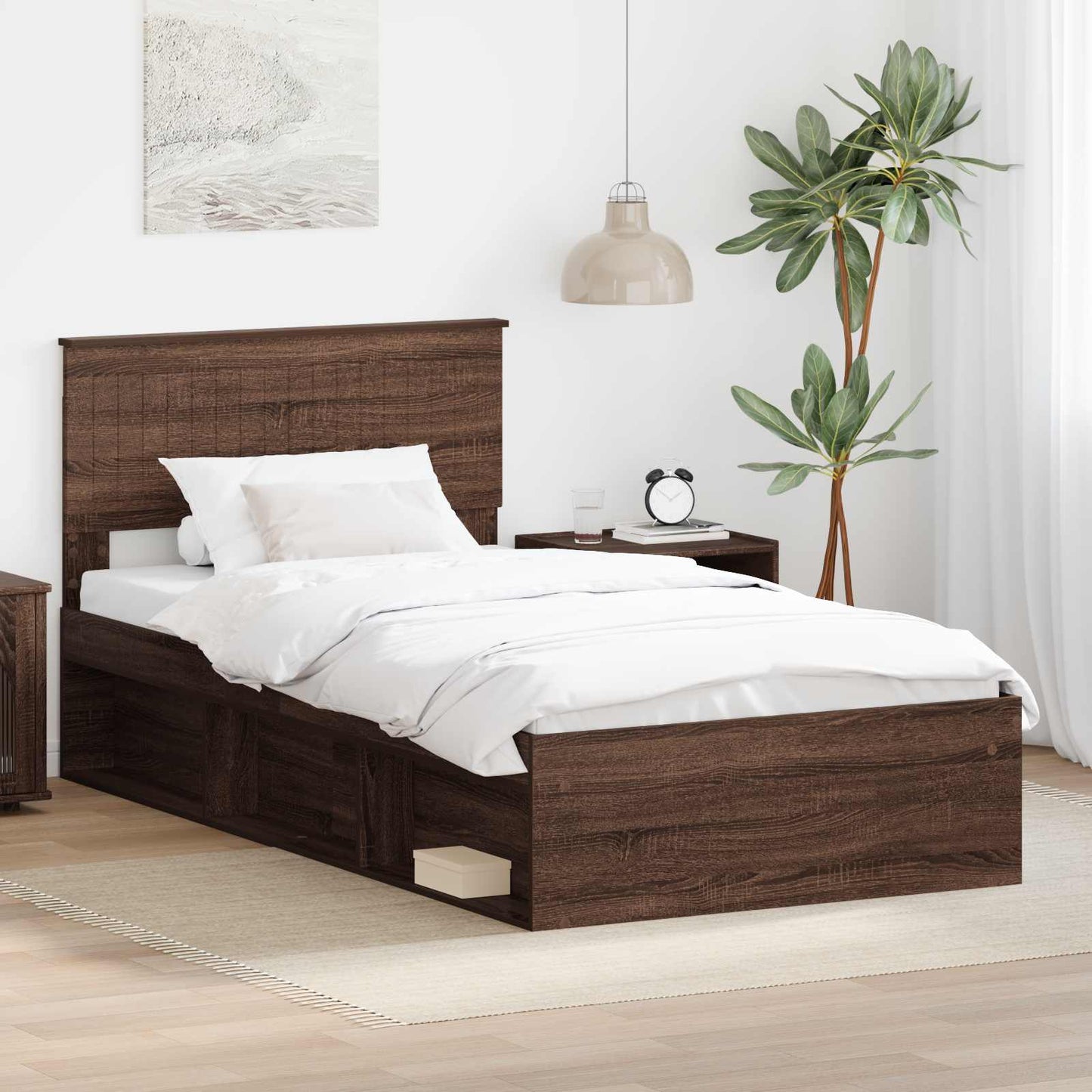 Struttura del letto Rovere Marrone 100 x 200 cm Pino massello