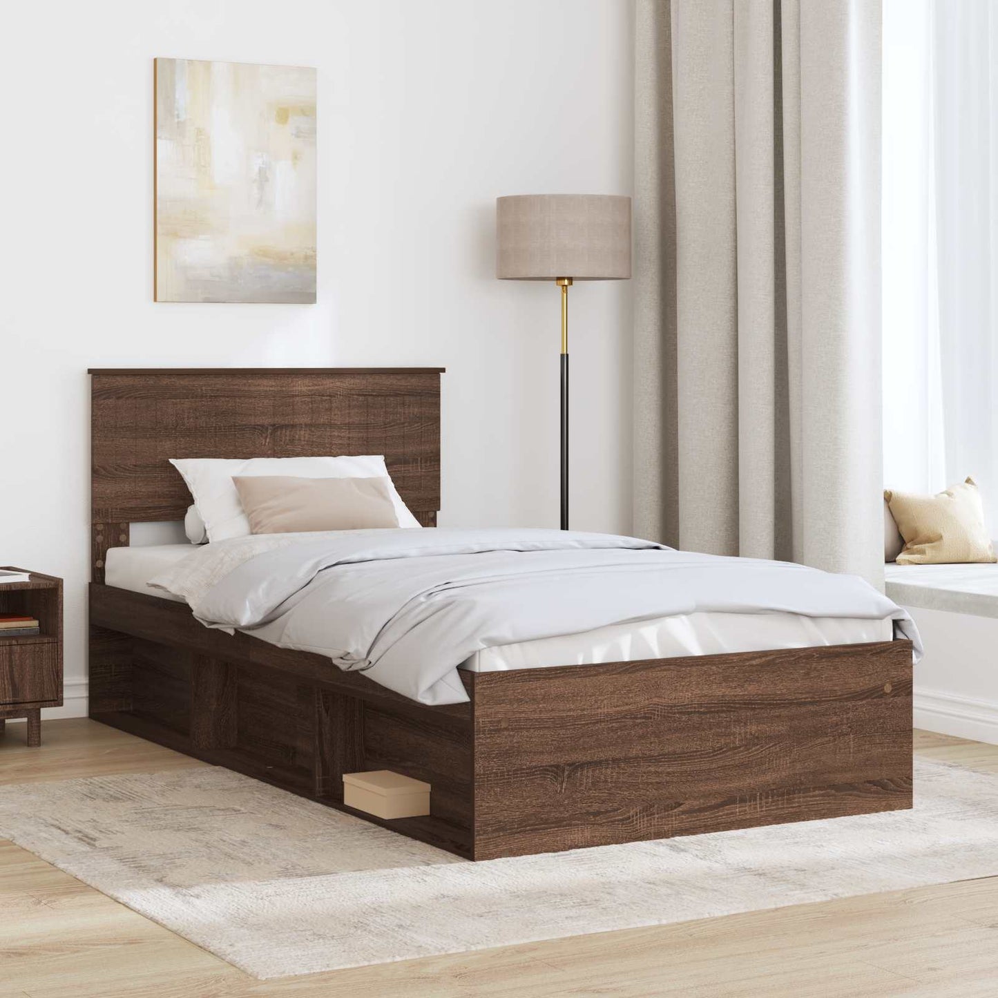 Struttura del letto Rovere Marrone 100 x 200 cm Pino massello