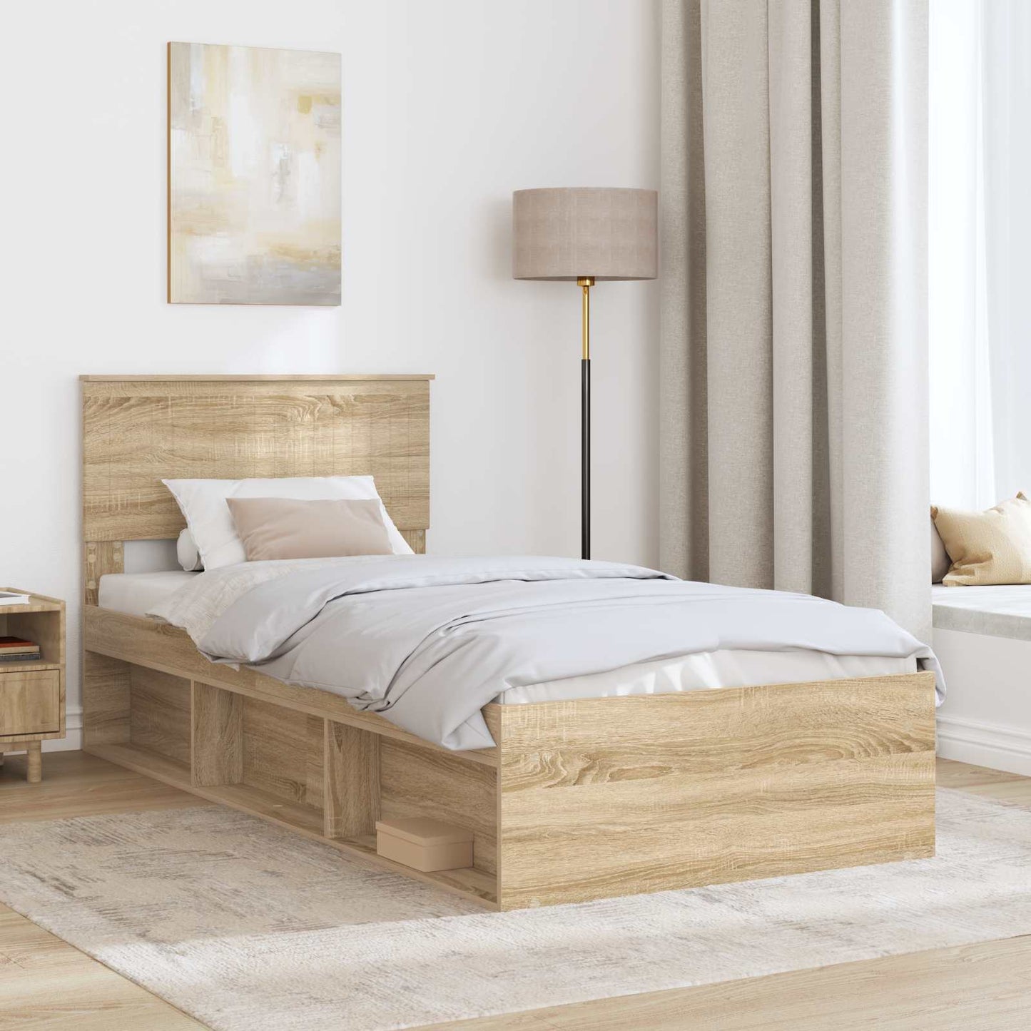 Struttura del letto Rovere Sonoma 90 x 200 cm Pino massello
