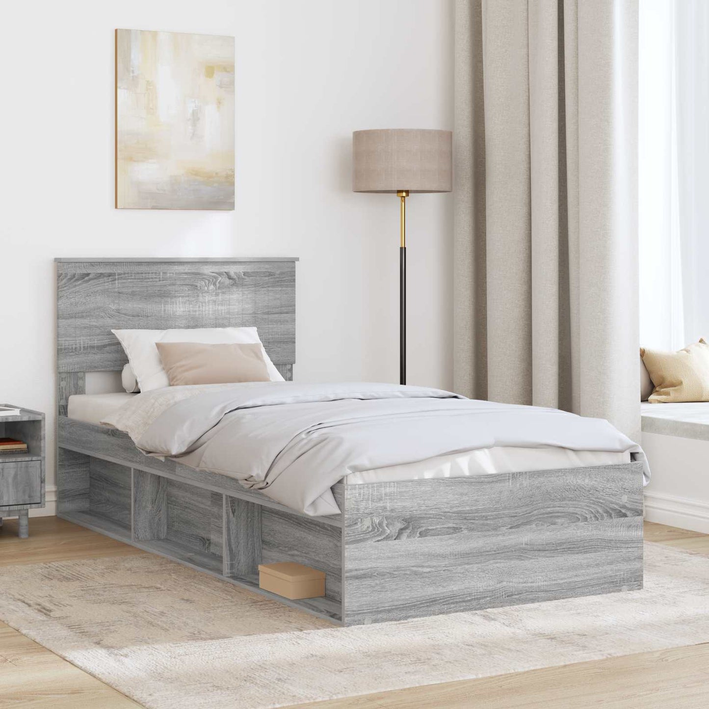 Struttura del letto Grigio Sonoma 90 x 200 cm Pino massello