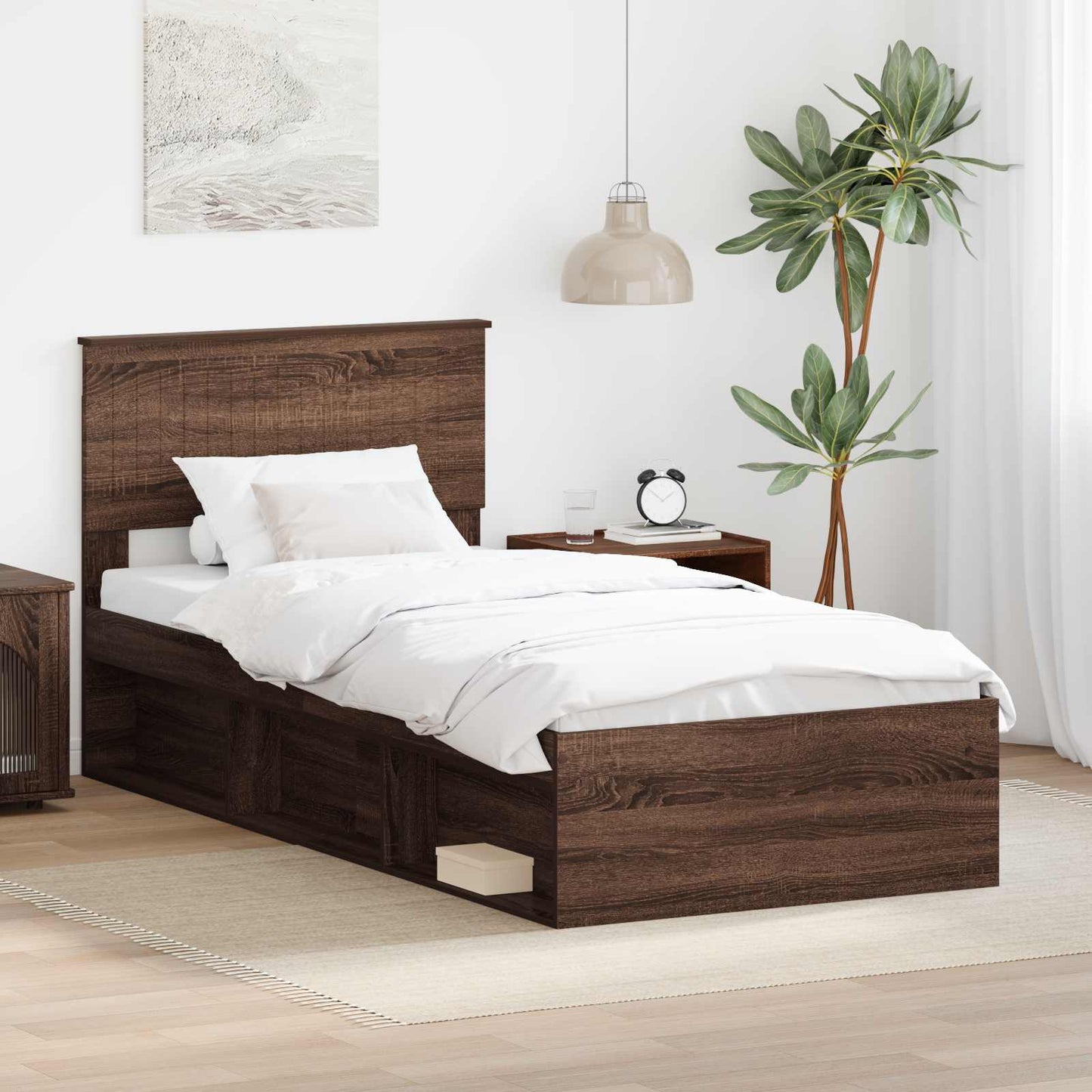 Struttura del letto Rovere Marrone 90 x 190 cm Pino massello