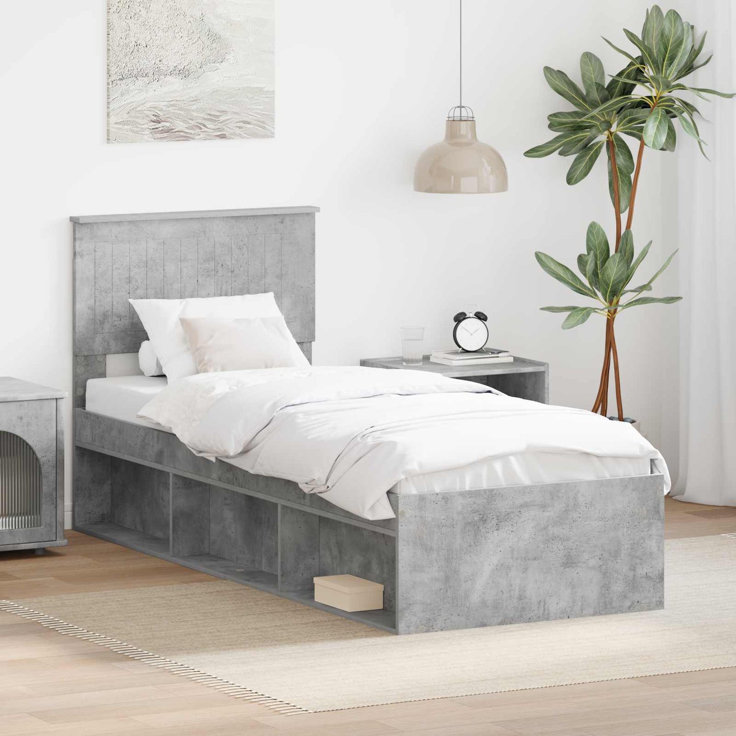 Struttura del letto Grigio ConcretÃ¨ 75 x 190 cm Pino massello