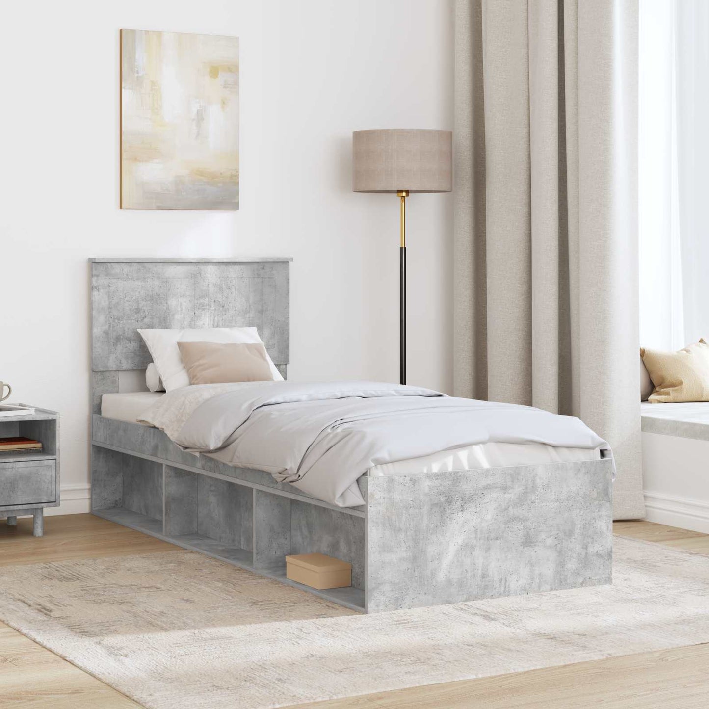 Struttura del letto Grigio ConcretÃ¨ 75 x 190 cm Pino massello