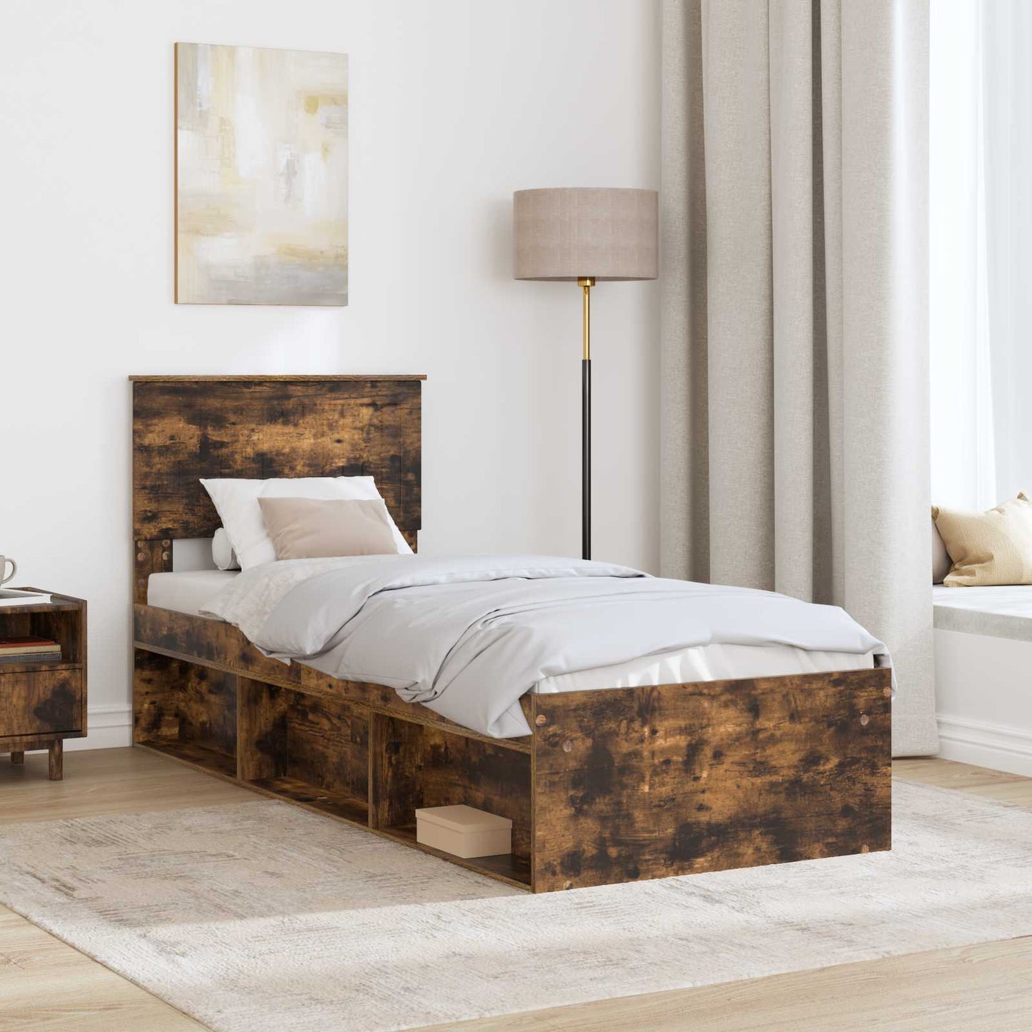 Struttura del letto Rovere fumÃƒÂ© 75 x 190 cm Pino massello