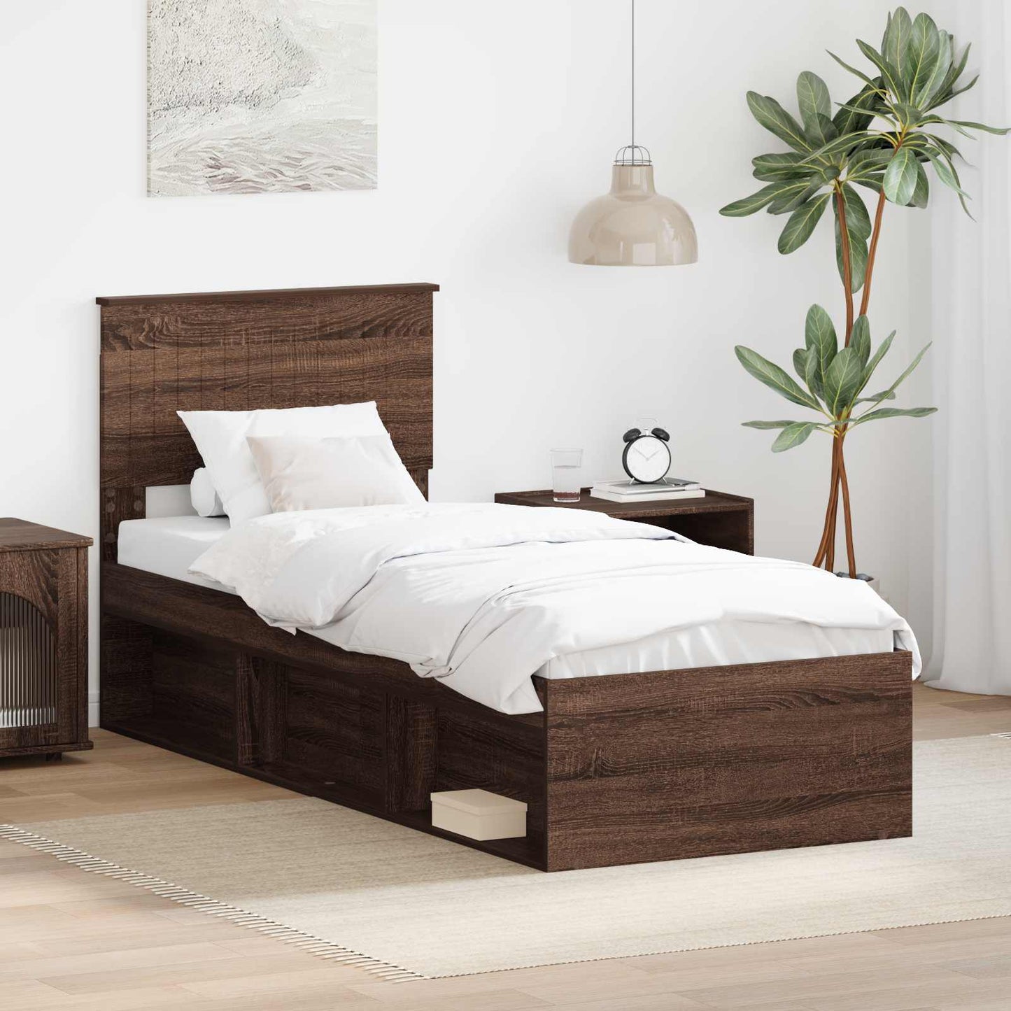 Struttura del letto Rovere Marrone 75 x 190 cm Pino massello
