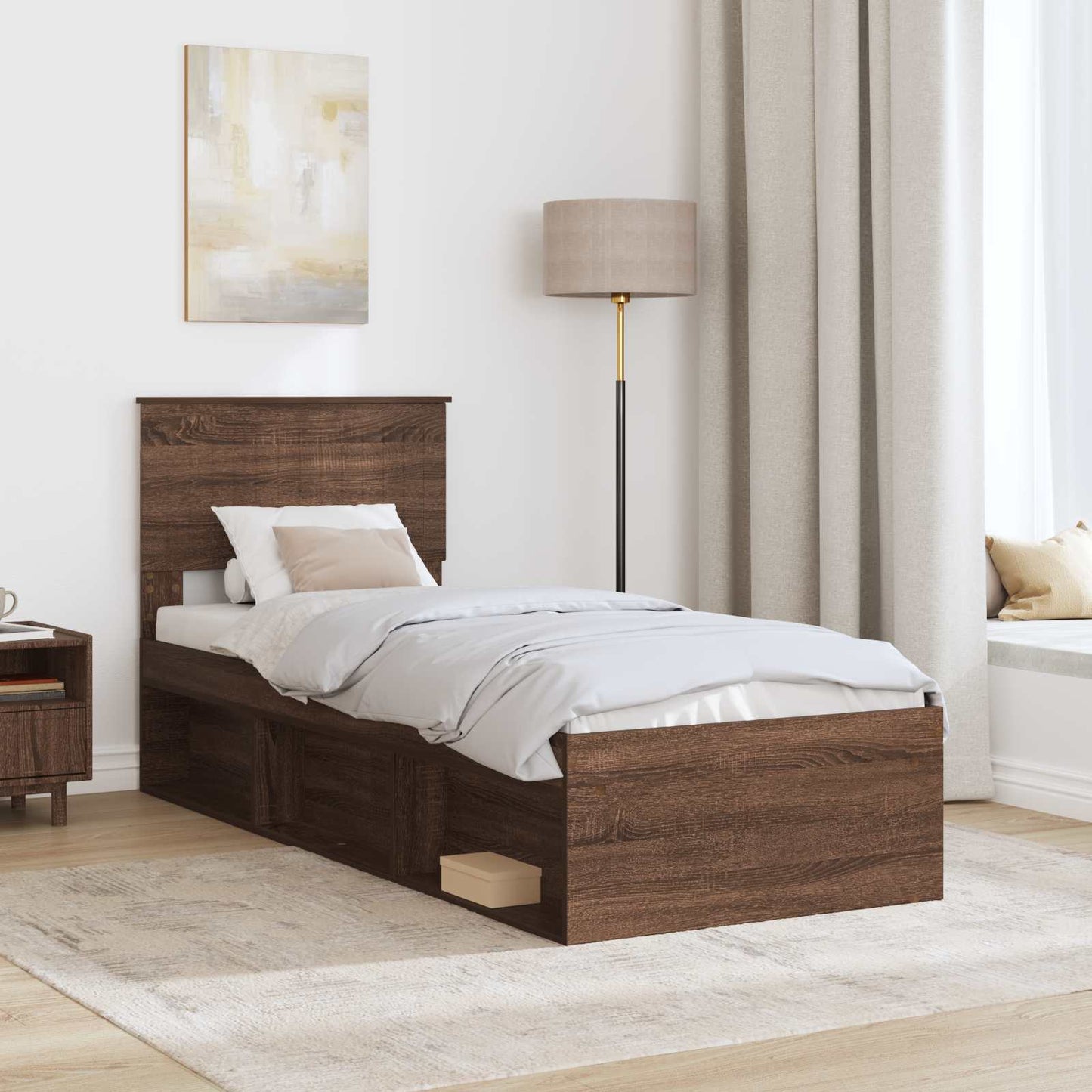 Struttura del letto Rovere Marrone 75 x 190 cm Pino massello
